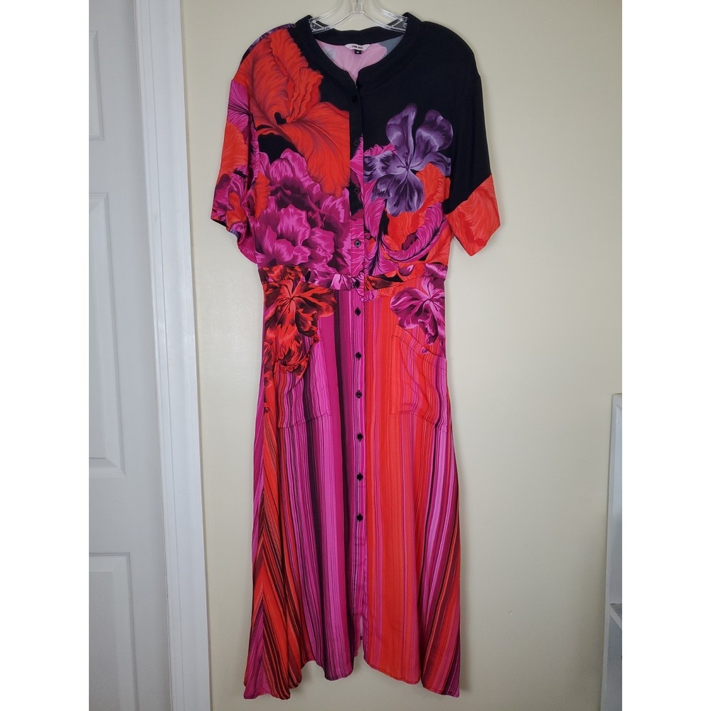 The Kit Daniel Vosovic Cobie Shirt Dress Striped Iris Relaxed Button Front 8